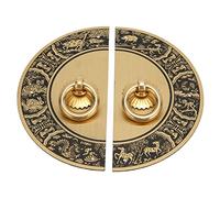 FTVOGUE Tiradores de Anillo de Gabinete Antiguo, Manijas Redondas de Latón para Puerta Doble con Diseño de Patrón Vintage para Armario, Armario de Cocina
