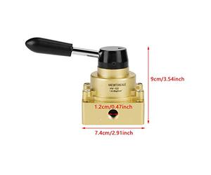 FTVOGUE Válvula de Palanca Manual Neumática de Aire de 3 Posiciones y 4 Vías Cuerpo de Aluminio Rosca de 12 Mm para Maquinaria Industrial Rendimiento Estable Fácil Mantenimiento