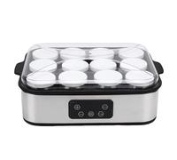 FTVOGUE Yogurtera Eléctrica con Temporizador 0-48h y 12 Vasos de Cristal | Construcción de Acero Inoxidable, Control Automático de Temperatura de 25 W, Diseño Fácil de Limpiar para Uso Doméstico o