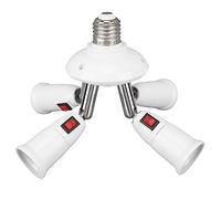 FTVOGUE Zócalo Divisor de Luz 360 Grados de Rotación 180 Grados de Flexión, Divisor RESISTENTE AL FUEGO, Adaptador 4 EN 1 con AMPLIA APLICACIÓN para Bombillas E26 E27