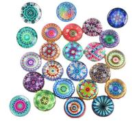 FTXanty 24 Piezas Imanes de Nevera Foto Imanes de Colores Decorativos Redondos 30mm Cabujones de Vidrio Mandala Imanes 3D para Nevera Pizarra Magnética Pizarra Blanca Artesanía