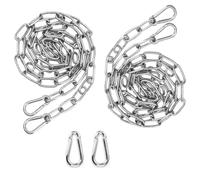 FTXanty Cadena de Acero Inoxidable 2 PCS 2 mm Eslabones de Cadena de 2 m Cadenas de Inoxidable + 2 Cadenas de Eslabones de Mosquetón Cadena de Extensión para Suspensión Bloqueo - All 4m