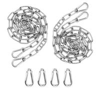FTXanty Cadena de Acero Inoxidable 2 PCS 2 mm Eslabones de Cadena de 2 m Cadenas de Inoxidable + 4 Cadenas de Eslabones de Mosquetón Cadena de Extensión para Suspensión Bloqueo - All 4m
