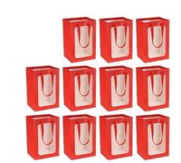 FTYEBDNC 12Pcs Bags with Clear Window, Boxes Paper Bags Kraft Paper Flower Boxes Bouquet Bridal Presents/Red/L15*W10*H20Cm