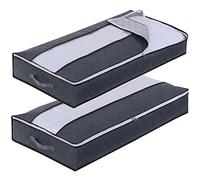 FTYEBDNC 2Pcs Foldable Storage Organizer, Basket Fabric Storage Bwith Handle, for Blankets, Bedding/Grey/99 * 50 * 15Cm