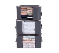 FTYEBDNC 3Pcs Fabric Foldable Storage Basket, Clothes Comforters Organizer Blankets Storage Bwith Reinforced Handle/As Shown/60 * 40 * 35Cm