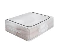 FTYEBDNC Bolsas de Almacenamiento Plegables con Ventana Transparente, Mantas Ropa Comodidades Cestas de Almacenamiento Organizador con Cremallera/White/50 X 40 X 15Cm