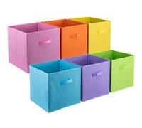 FTYEBDNC Cajas de Almacenamiento de Cubo de 6 Piezas, Caja Plegable Del Organizador de Cubos de Tela para Los Libros de la Ropa/Multicolor/33 * 33 * 34Cm