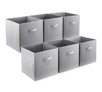 FTYEBDNC Cajas de Almacenamiento de Cubo de 6 Piezas, Caja Plegable Del Organizador de Cubos de Tela para Los Libros de la Ropa/Grey/33 * 33 * 34Cm