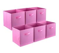 FTYEBDNC Cajas de Almacenamiento de Cubo de 6 Piezas, Caja Plegable Del Organizador de Cubos de Tela para Los Libros de la Ropa/Pink/33 * 33 * 34Cm