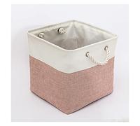 FTYEBDNC Cestas de Almacenamiento de Tela de Lino,S Cajas de Almacenamiento Plegables para Organizar Ropa Estante Guardería Armario/White Pink/33 * 33 * 33Cm