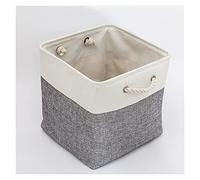FTYEBDNC Cestas de Almacenamiento de Tela de Lino,S Cajas de Almacenamiento Plegables para Organizar Ropa Estante Guardería Armario/White Grey/33 * 33 * 33Cm