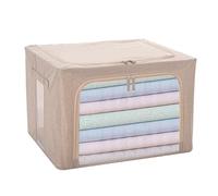 FTYEBDNC Foldable Clothes Storage Box with Zipper, Storage Bwith Transparent Window, for Blanket, Clothes, Small Item/Beige/L39 * W29 * H20Cm
