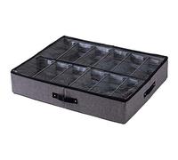FTYEBDNC Shoe Storage Bwith Clear Lid, 12 Dividers under Bed Shoes Tidy Organiser, Foldable Fabric Closet Organizer/Grey/L74 * W62* H14.5Cm