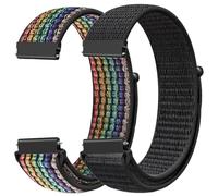FTYQUEE Paquete de 2 correas de reloj de nailon compatibles con correas de reloj de 16 mm, 18 mm, 19 mm, 20 mm, 22 mm, correa de repuesto de liberación rápida, correas elásticas ajustables para