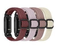 FTYQUEE Paquete de 4 correas trenzadas elásticas ajustables compatibles con Fitbit Inspire 3/Inspire 2/Inspire HR/Inspire/Ace 3/Ace 2 para mujeres y hombres, pulseras deportivas elásticas de tela de