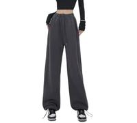Ftzoiiym Pantalones deportivos para mujer, hasta el tobillo, holgados, de pierna ancha, drapeados, casuales, de corte recto, de forro polar para mujer, Gris carbón (período de primavera y otoño), M