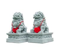FU Foo Dogs Par Estatuas de León Guardián Chino Feng Shui Figuras Decorativas Hogar Sala Bar Café Decoración Escritorio Adorno(5 * 2.5 * 3.5cm)