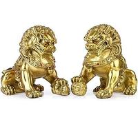 Fu Foo Dogs Statues Lions Par (un par) Accesorios de Prosperidad Figurina China Feng Shui Decoración Pure Beasts Buena Suerte Escultura y Oficina 427