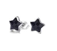 Fu You Pendientes de Plata de Ley 925 Pequeños Pendientes Estrella con Arenisca para Mujer Niña