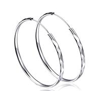 Fu You Pendientes de Plata Pendientes Aro Diámetro 50mm Grandes Pendientes de aro para Mujer