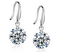 Fu You Pendientes Plata de Ley 925 de Brillante Circonita Pendiente Elegante Pendientes para Mujer