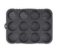FUANA 2 panecillos de hamburguesa de silicona para molde, sartén para hamburguesas de 6 cavidades, moldes para hornear magdalenas de huevo, hamburguesa perforada para molde, bandejas de silicona de