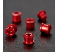 FUANA 5 pernos para cadena de bicicleta de 6,4 mm con llave de montaje para doble rueda de cadena, tornillos de aleación de aluminio de 12 mm de diámetro exterior, incluye kit de reparación de