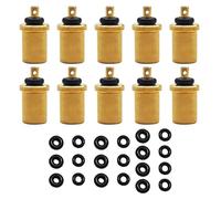 FUANA Adaptador de recarga de gas portátil para camping y uso al aire libre, paquete de 10, conectores de válvula inflables de cobre y goma para barbacoa, estufa, cilindro con tamaño de 17,5 x 9,5 mm