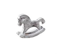 FUANA Adorno de caballo mecedora de madera, estatua de madera pintada a mano para el hogar, oficina, escritorio, estante de dormitorio, decoración rústica para acento, figura de arte pequeña (blanco)