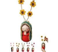 FUANA Adorno de resina de la Virgen María para coche, hecho a mano, estatua religiosa, 8 cm, bendición espiritual para el interior del automóvil, accesorio para conductores fieles