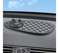 FUANA Alfombrilla antideslizante para salpicadero con soporte giratorio de 360° de PVC para teléfono de coche y pantalla de número de estacionamiento temporal, color negro y blanco