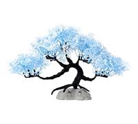 FUANA Árbol bonsái de pino artificial de invierno de 20 cm con nieve simulada y follaje rosa, material de polietileno, decoración compacta en primer plano para pecera, agua dulce y salada para