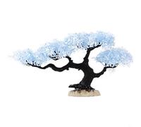 FUANA Árbol bonsái de pino artificial de invierno para acuario de 20 cm con nieve simulada y follaje rosa, material de polietileno, decoración compacta en primer plano para pecera, agua dulce y salada