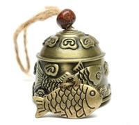 FUANA Auspicious Campana de pez dragón Feng Shui, hecha a mano de aleación de zinc con cuerda de cáñamo, adorno colgante de mascota de la suerte para el hogar, oficina, jardín (carpa)