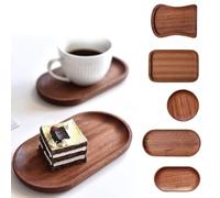 FUANA Bandeja de madera para alimentos, postres, caramelos, alfombrilla de taza o plato de pan | Plato de servir de madera maciza natural para decoración de mesa, boda, banquete y utensilios de cocina