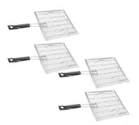 FUANA Bandeja portátil para tostadas y parrillas, estante plegable de acero inoxidable con agarre cómodo, ideal para estufa de campamento accesorio para uso al aire libre, 20 x 39 cm