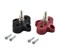FUANA Bloque de conexión de perno de terminal aislado rojo y negro M6 para poste de alimentación para barco marino, RV, camión, tuerca de acero inoxidable, base de fibra de vidrio, paquete de 2