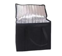 FUANA Bolsa de entrega aislada para alimentos y bebidas, bolsa térmica plegable de gran capacidad con aislamiento térmico, 33 x 20,5 x 35,5 cm, tela no tejida, color negro