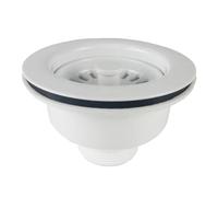 FUANA Brida de fregadero de polipropileno con núcleo de acero inoxidable, diámetro de drenaje de 114 mm, colador de cesta de cocina, se adapta a la apertura del fregadero de 83 a 90 mm, color blanco