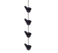 FUANA Cadena de metal con diseño de cuenco colgante, campanilla de viento retro para drenaje de canalones de jardín, decoración de patio al aire libre, negro, 100 cm (A)