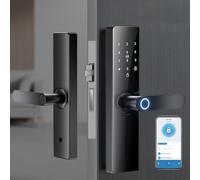 FUANA Cerradura de puerta inteligente de huellas dactilares para Tuya, cerradura de puerta delantera de metal impermeable con control de aplicación, tarjeta IC, contraseña y cerradura de puerta de