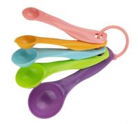 FUANA Colorido juego de 5 cucharas medidoras hechas de plástico resistente, cucharaditas graduadas y cucharadas para entusiastas de la cocina en el hogar y la repostería