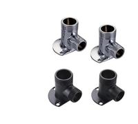 FUANA Convertidor de montaje en pared de ducha para válvula mezcladora, adaptador de ángulo de latón de 20 mm/25 mm con acabado lacado, negro/plateado (paquete de 2)