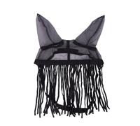 FUANA Cubierta de mosca de caballo con borlas, máscara facial ecuestre de poliéster transpirable para montar y establos, para un diseño suave de secado rápido, color negro