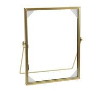 FUANA Elegante marco de fotos minimalista de metal, diseño flotante transparente de doble cara, dorado o negro a prueba de óxido, 15 x 15 cm, 20 x 15 cm, dorado, 7 pulgadas