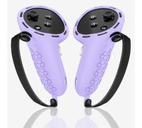 FUANA Empuñaduras de silicona para Meta Quest 3 y Quest 3S, funda protectora antideslizante multicolor con diseño ergonómico para mayor comodidad y control, paquete de 2, color morado