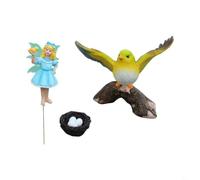 FUANA Estaca de jardín de resina que brilla en la oscuridad de 16 cm, adorno de pájaro impermeable con estaca de tierra, para decoración de césped de patio