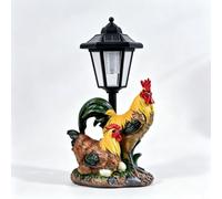 FUANA Estatua de gallina solar blanca cálida, decoración de jardín al aire libre, iluminación nocturna automática para escultura para patio, pasarela