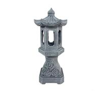 FUANA Farol solar de pagoda para exteriores, decoración de jardín asiático de resina con luz nocturna automática, estatua de estilo piedra impermeable para patio, (luces de ciudad)